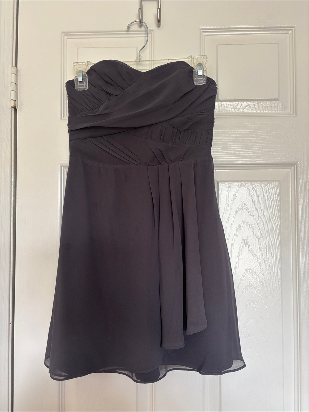 Express Strapless Pleated Chiffon Cocktail Dress - Charcoal Gray